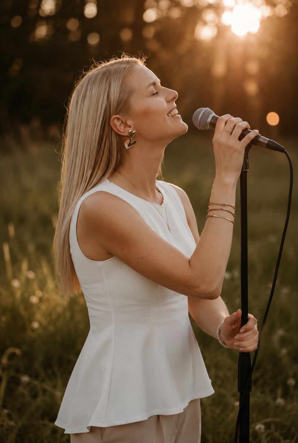 Nicole Gerharter singt bei Sonnenuntergang